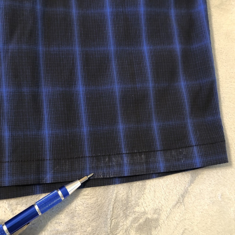 Tommy‎ Bahama Paradise Tech Shorts Mens 35 Blue Plaid Nylon Spandex Golf *Stains - Picture 12 of 16